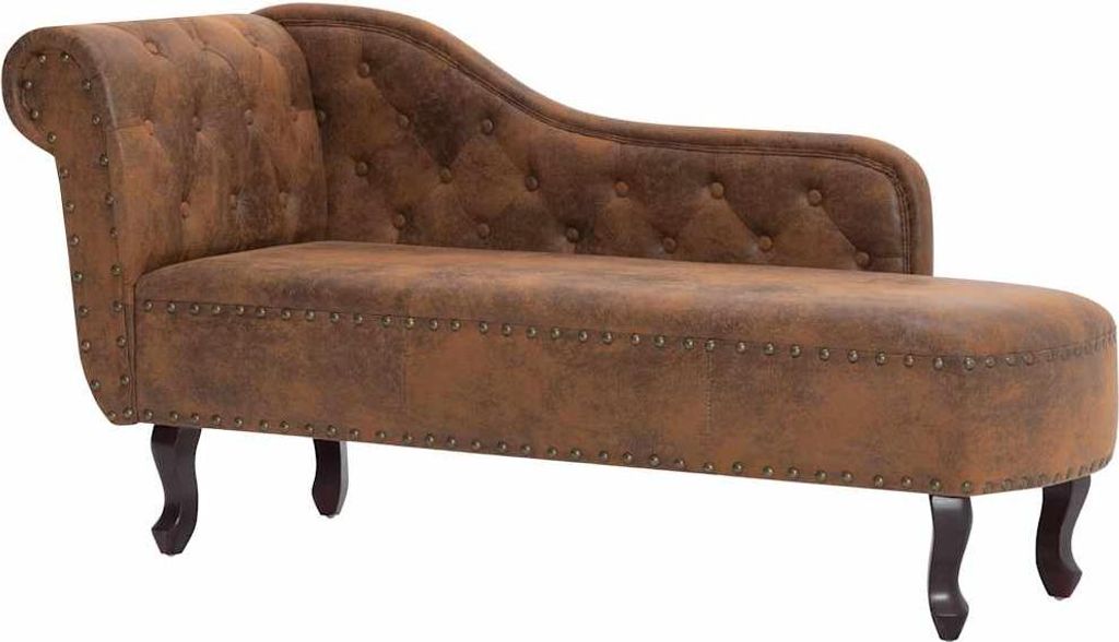 vidaXL Chaise Longue Brown Suede Look Obrázek produktu 
