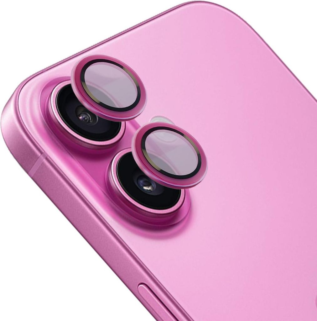 Bizon Glass Snap Lens Apple iPhone 16 / 16 Plus pinke Rahmen