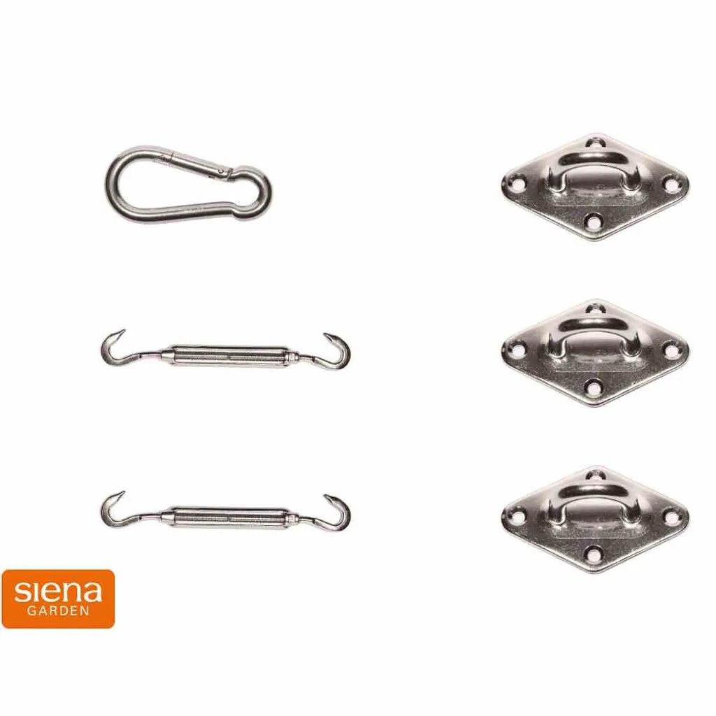 Kit fixation voile ombrage 3 angles inox pour terrasse - Siena Garden