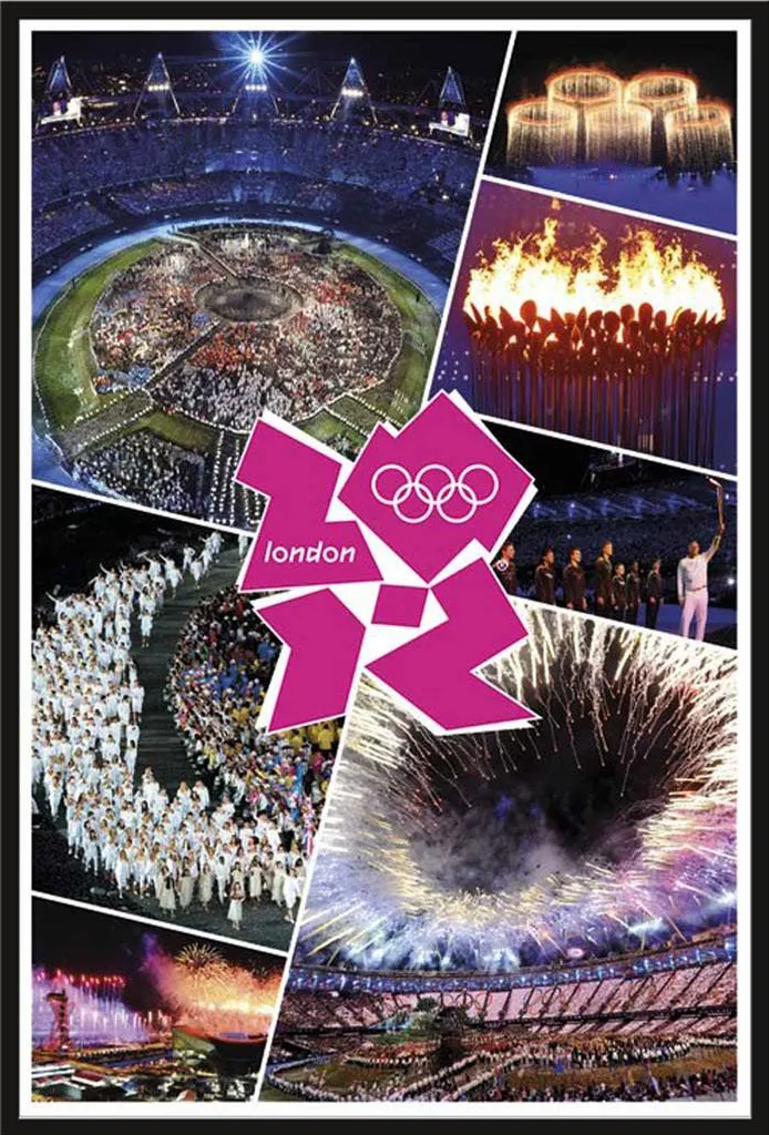 Poster JO Londres 2012 Cérémonie Ouverture avec Cadre Shinsuke® 61x91,5 cm