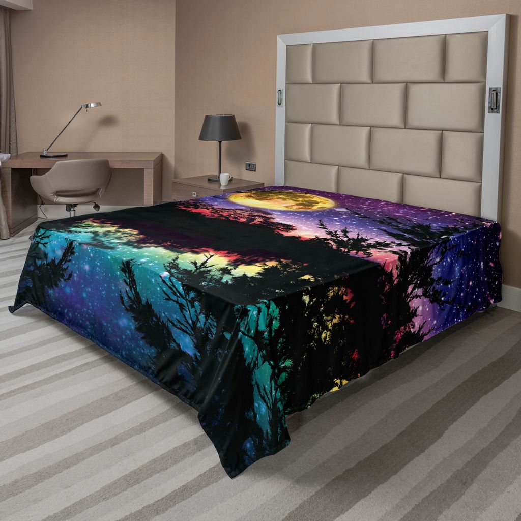 ABAKUHAUS Lila Bettlaken, See-Mondschein spielt im nächtlichen Himmel mit zeitgenössischem modernem Entwurf der Bäume die Hauptrolle, weiches be...
