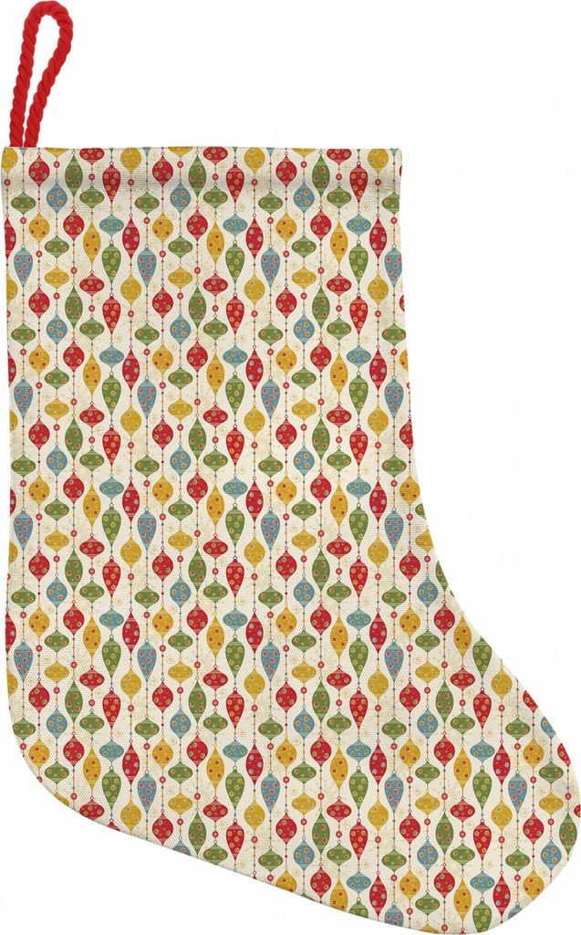 ABAKUHAUS Weihnachten Hängende Nikolausstiefel Weihnachtssocken, Vintage Party Print, Weihnachtsstrumpf zum Aufhängen, 35x50cm, Mehrfarbig