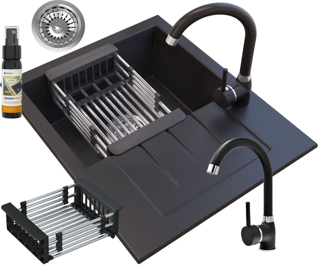 Granitan - Granitspüle - Küchenspüle - 57x46 cm - Schwarz - Produktbild 
