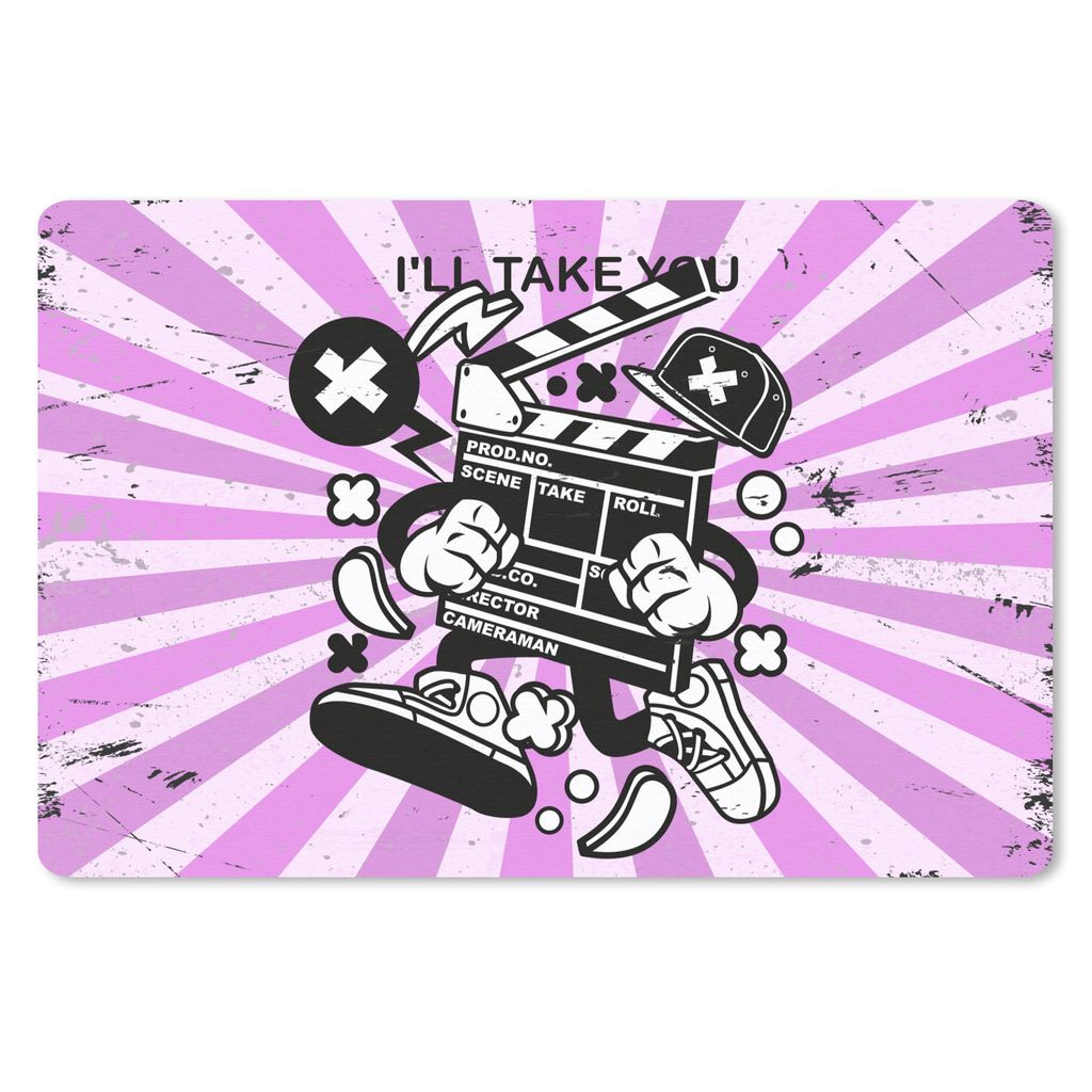 MuchoWow Mauspad Mousepad Filmklappe - Schuhe - Retro 27x18 cm - Mousepads - Maus Mat - Pad - Mausunterlage - Büroartikel - Desk Matten