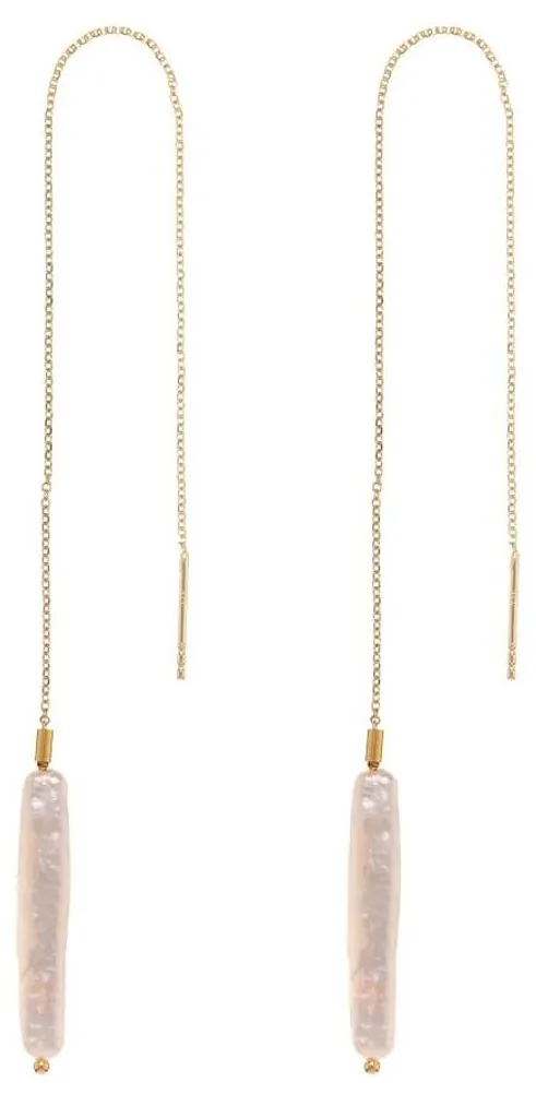 Boucles d'oreilles anti-allergie plaqué or et perle véritable AL5108