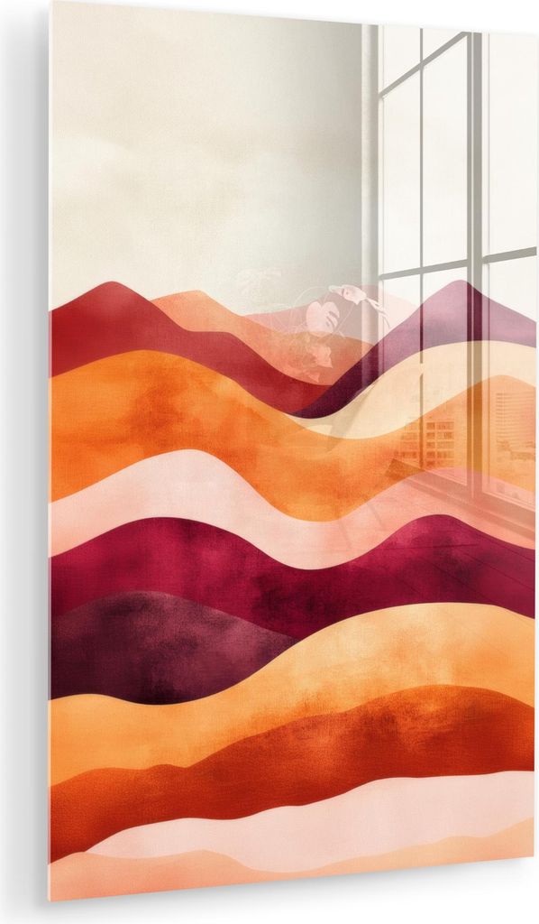 MuchoWow Glasbilder - Bilder auf Wandbild - Foto auf Glas Abstrakt - Landschaft - Wellen 20x30 cm Wanddekoration aus Glas - Acrylglasbild - Acrylbi...