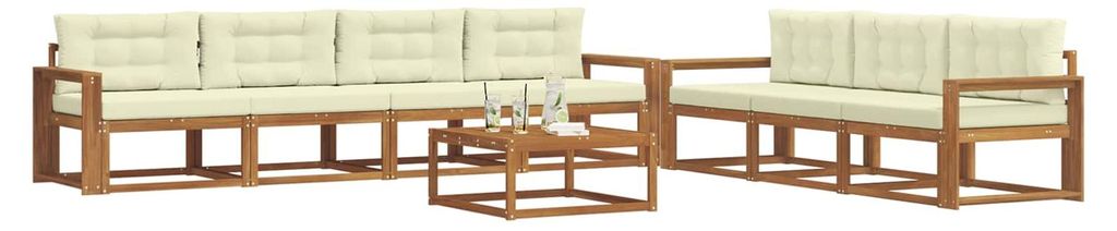 vidaXL Outdoor-Sofagarnitur mit Kissen 8 pcs Natur und Creme