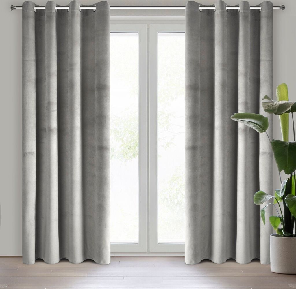 Vorhang PIERRE silber 140x250 cm Ösen Ösenvorhang