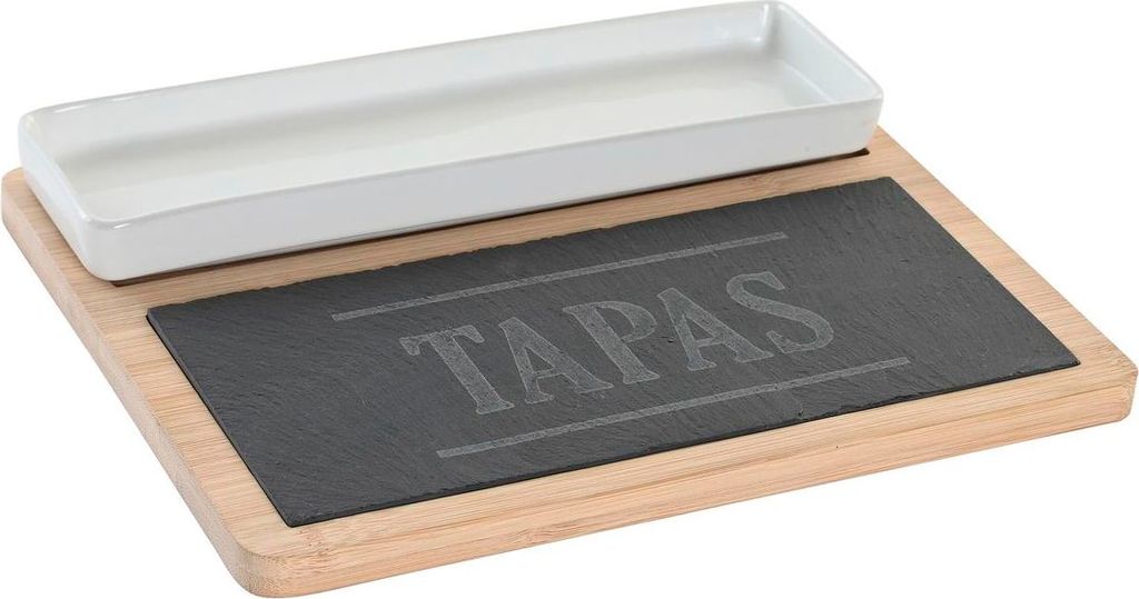DKD Home Decor Appetizer Set 24 x 7 x 2,5 cm Natur Schwarz Pizarra