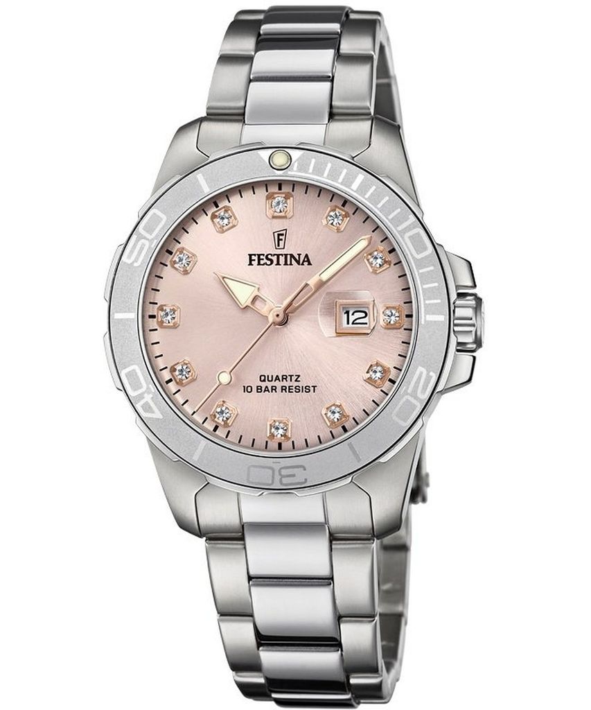 Festina Damen Analog Quarz Uhr mit Edelstahl Armband F20503/2