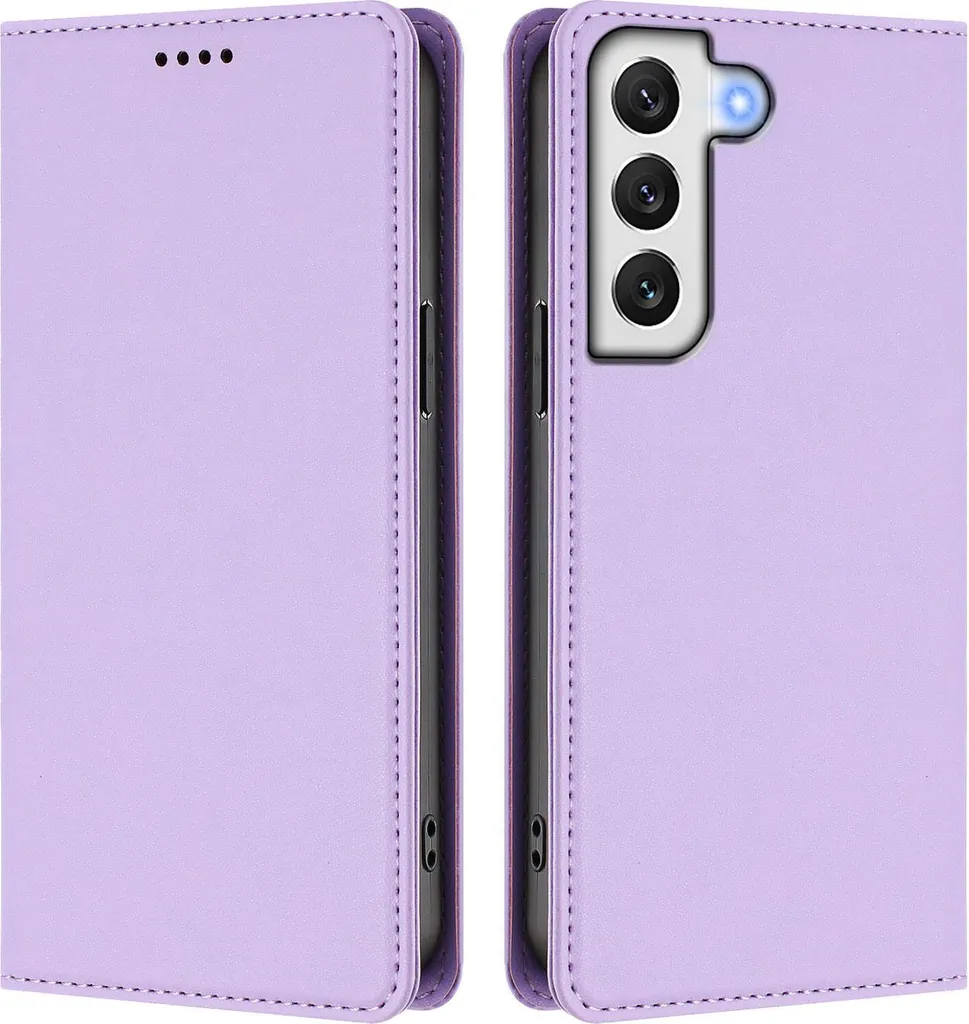 Custodia Samsung S21 FE 5G: Cover Flip Magnetica in Finto Cuoio Viola