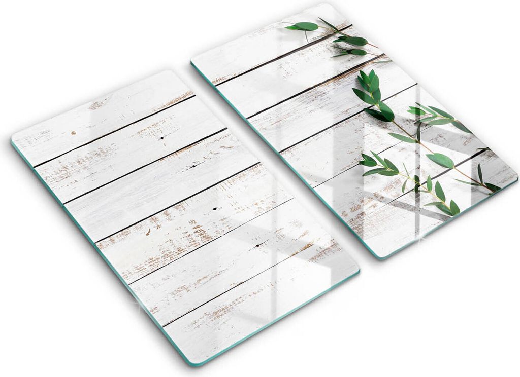 Abdeckung Glas - Küchenabdeckung - 2x30x52 cm - Abdeckplatte -Alte Bretter und Blätter