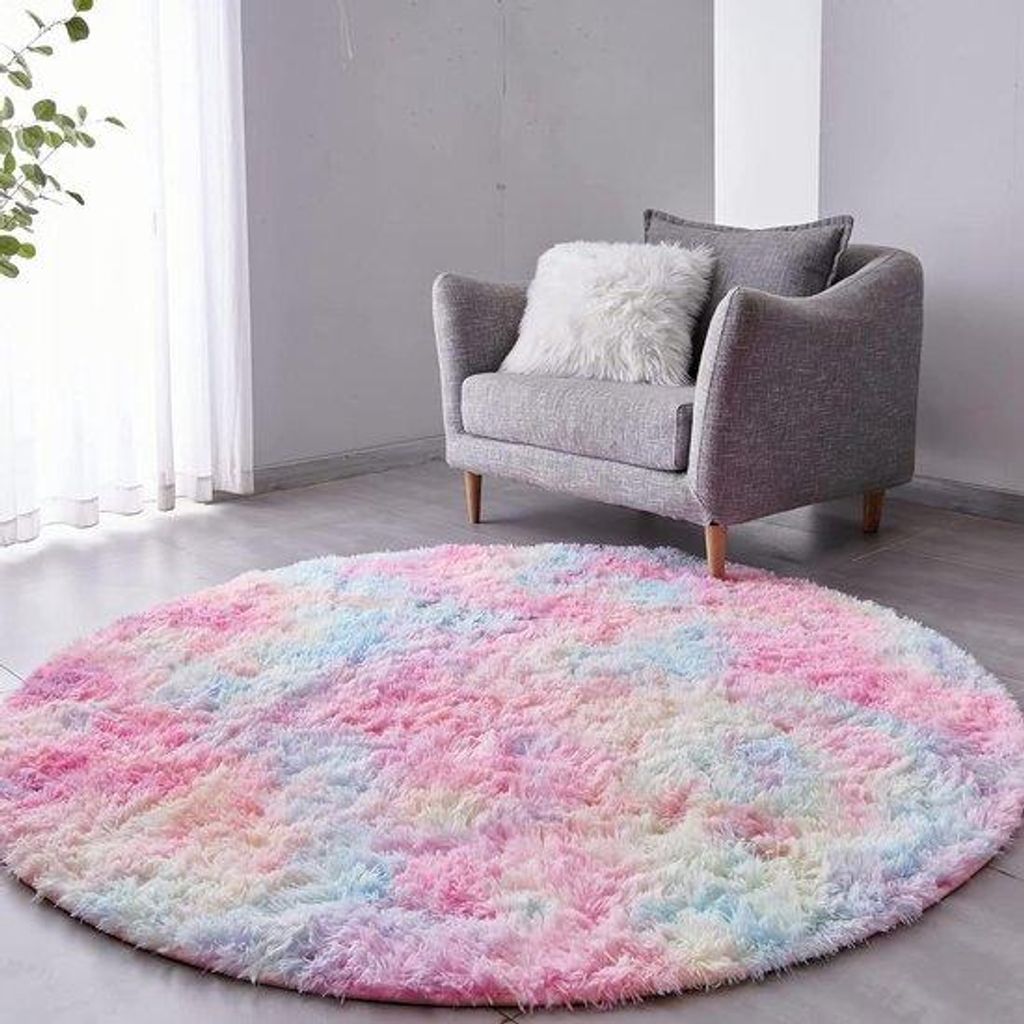Hoogpolig woonkamer tapijt pluizig, 150 cm, Regenbogenfarben vloerkleed