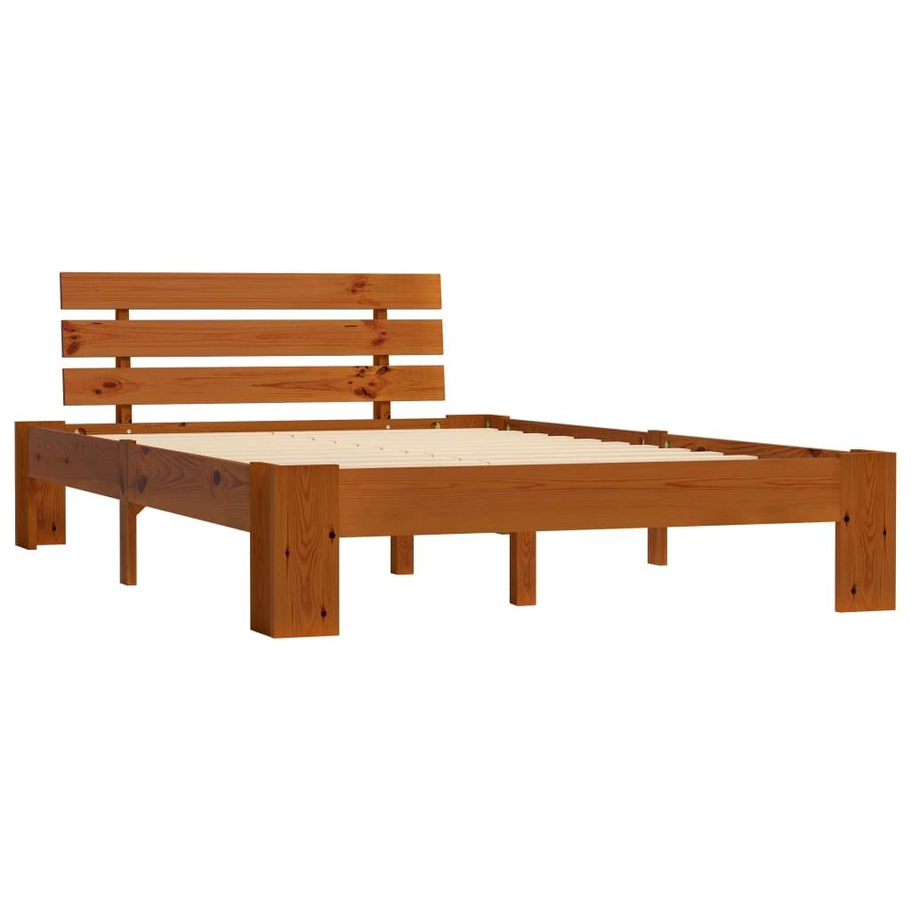 vidaXL Lit en bois massif pin brun miel 120x200 cm Image du produit 