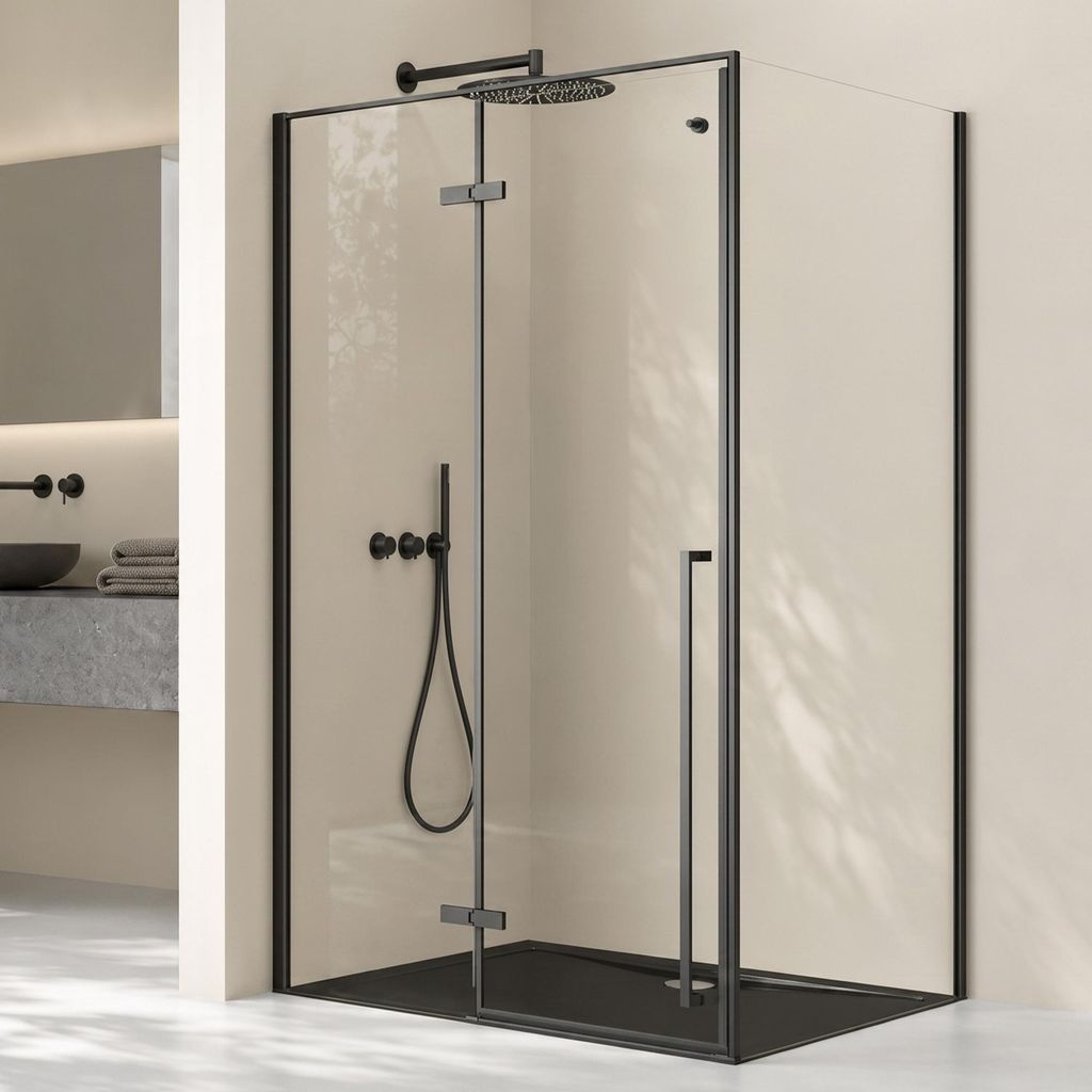 doporro Duschkabine Dusche Eckdusche Schwarz 90x140cm Produktbild 