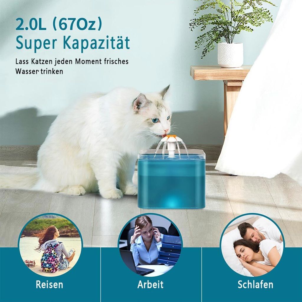 Trinkbrunnen 2 Liter, Katzen Trinkbrunnen, Produktbild 4