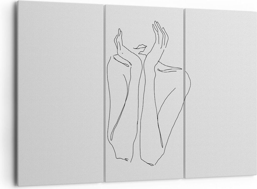 Bild auf Leinwand - Leinwandbild - 3 Teile - Träumerei Frau Skizze - 165x110cm - Wand Bild - Wanddeko - Wandbilder - Leinwanddruck - Bilder - Wand...
