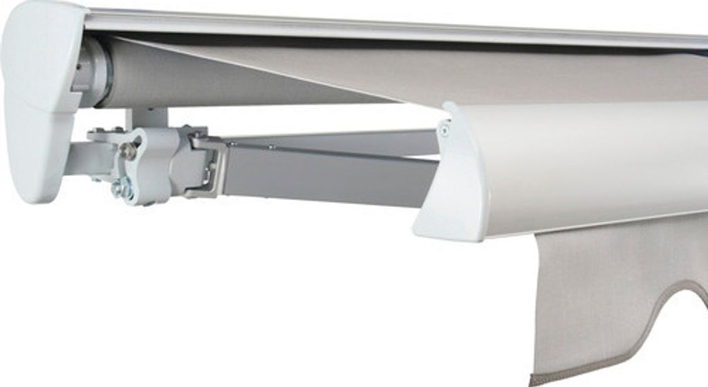 SOLUNA Halbkassettenmarkise Classic 5x2,5 Stoff Dessin 320923 Gestell E6EV1 silber eloxiert Antrieb links inkl. Motor un