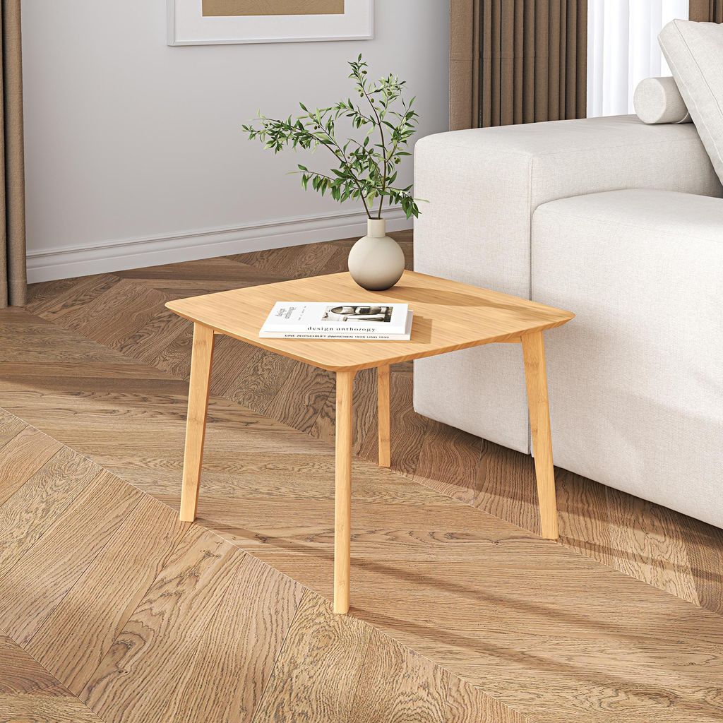 Beistelltisch 'Haad' Wohnzimmertisch 45 x 50 x 50 cm quadratisch Bambus Natur
