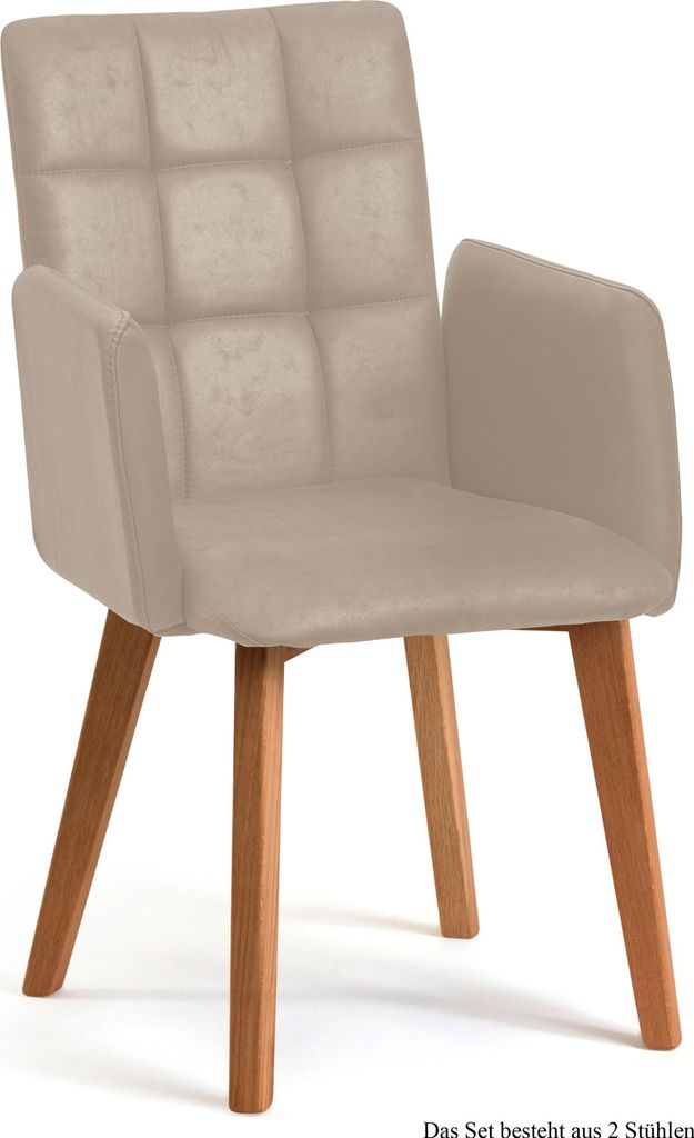 Armlehnstuhl (2er-Set) Dareia 52x91x60 Eiche geölt/Natur