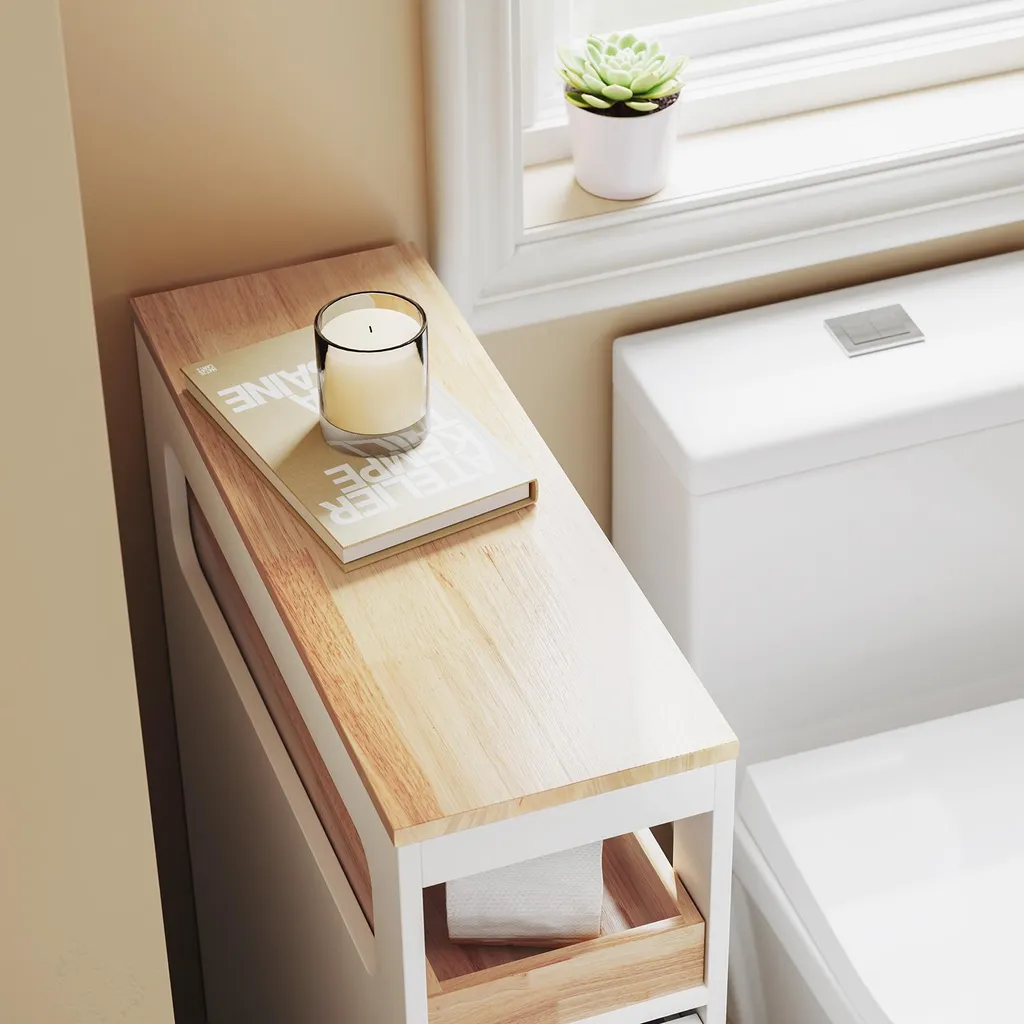 Meuble WC Design Scandinave Blanc avec Rangement Intégré Modèle BZR54