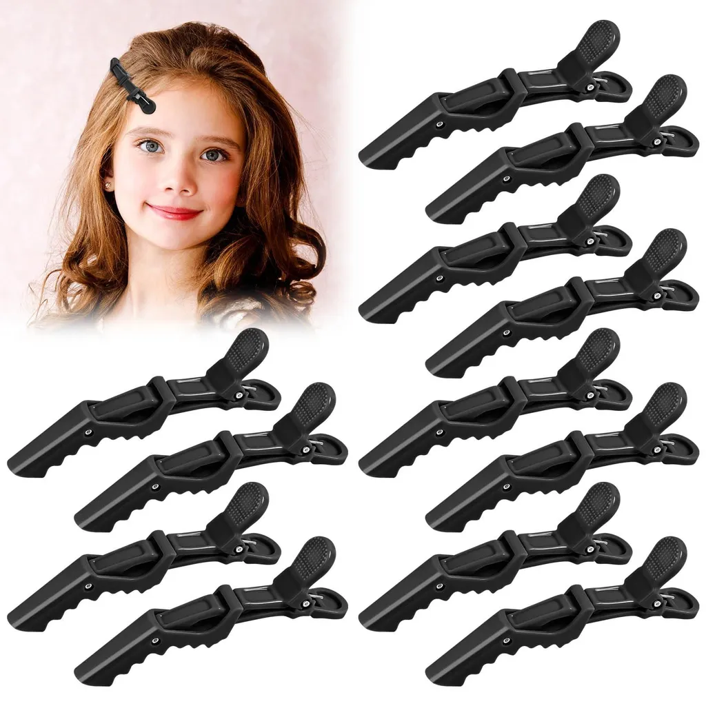 Barrettes noires lot de 12 pinces crocodiles pour séparer les mèches