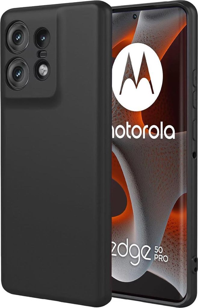 Conie TPU Schutzhülle für Motorola Edge 50 Pro Tasche Case Cover Bumper Silikon Hülle in Schwarz matt