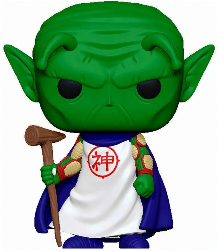A Funko Pop! vinyl figure of Kami from Dragon Ball Z, holding a wooden staff.