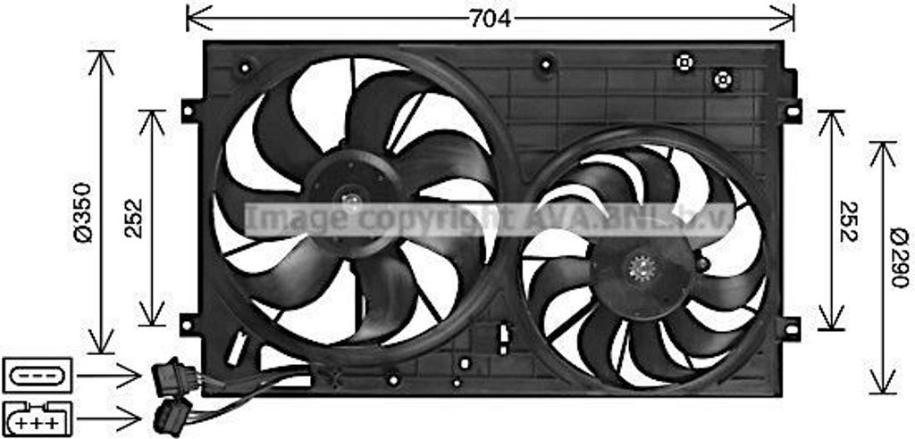 PRASCO AI7526 - OE 1J0959455R Kühlerlüfter für A3 (8L), TT (8N), Leon (1M1), Toledo II (1M2), Bora (1J), Golf IV (1J)