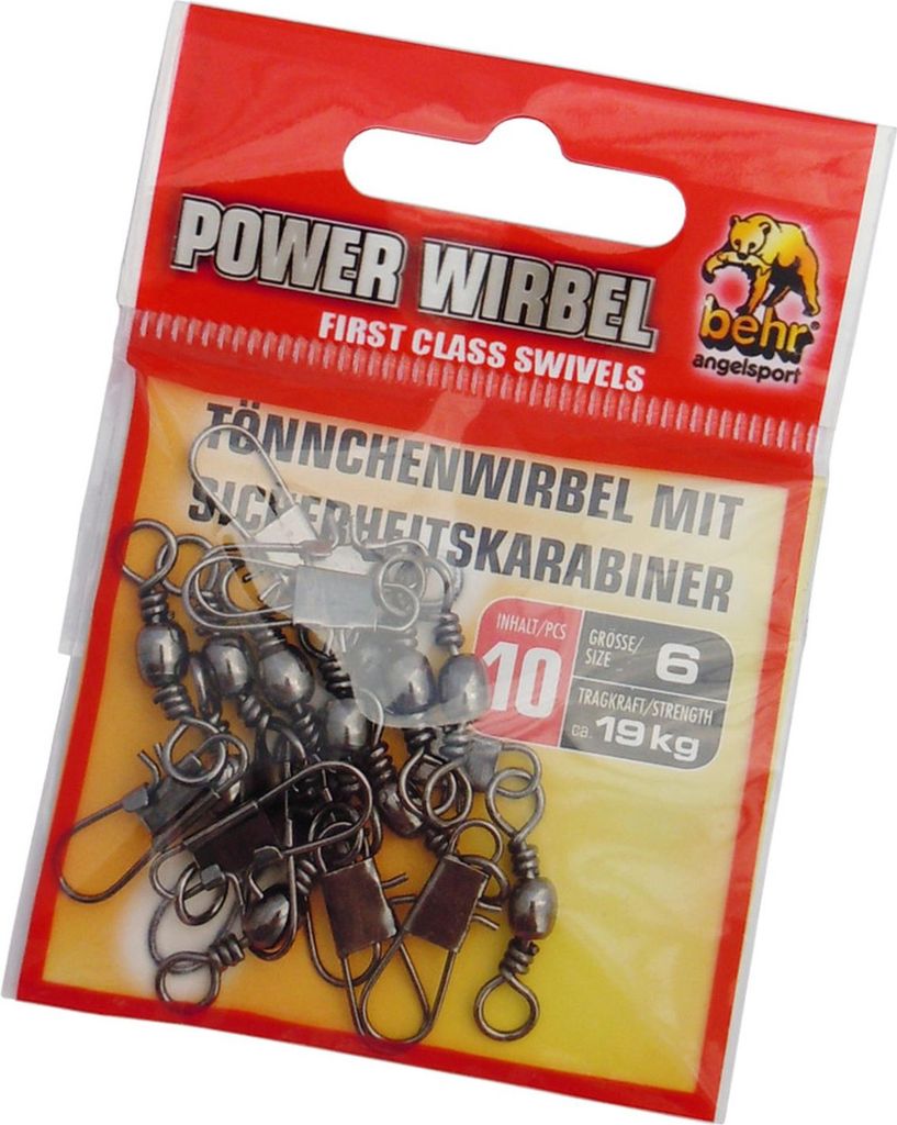 Tönnchenwirbel mit Sicherheitskarabiner 10 Stück Gr. 6
