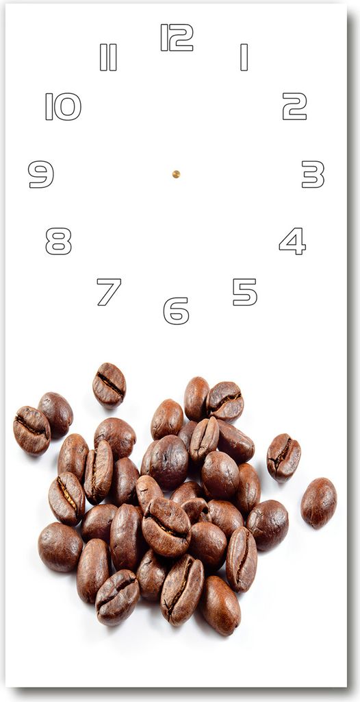 Wanduhr aus Glas – 30x60 cm - Glasbild - Glasuhr - Gehärtetes Glas -Körner Kaffee