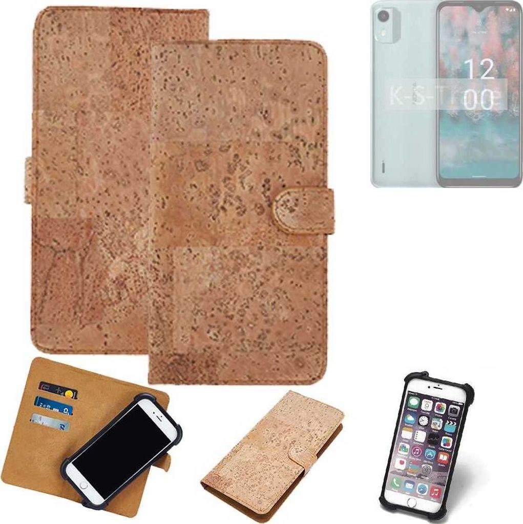 K-S-Trade Hülle kompatibel mit Nokia C12 Pro Kork Handyhülle Cover Schutzhülle TPU Case Bumper in Hellbraun, (1x)