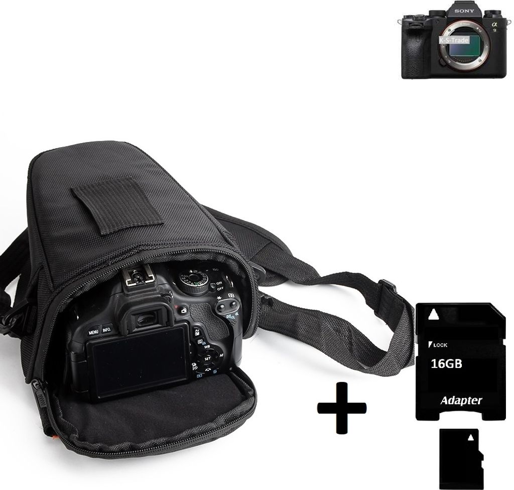 K-S-Trade Schultertasche kompatibel mit Sony Alpha 9 II Colt Kameratasche für Systemkameras DSLR DSLM SLR, Bridge etc., + 16GB Speicherkarte