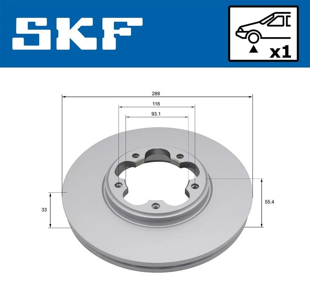 Disque de frein SKF 288 mm haute résistance pour FORD Transit V362 FY