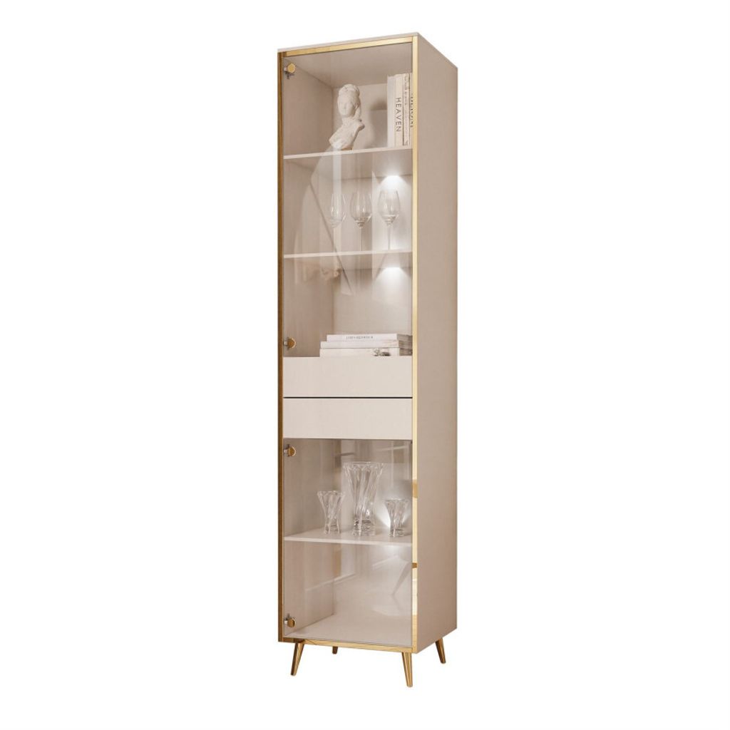 Vitrine AURORA KASZMIR mit LED-Beleuchtung und schräge Produktbild 