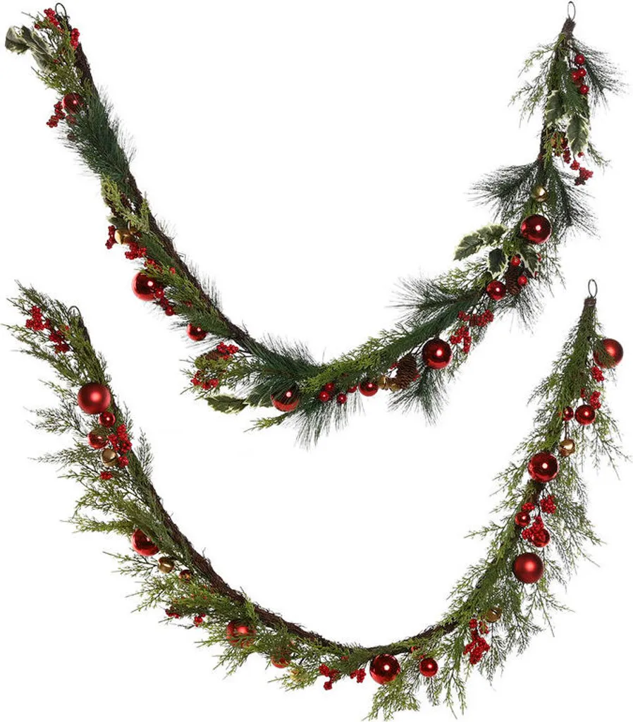 Guirlande de Noël pour cheminée et rampe d'escalier rouge vert 180 cm