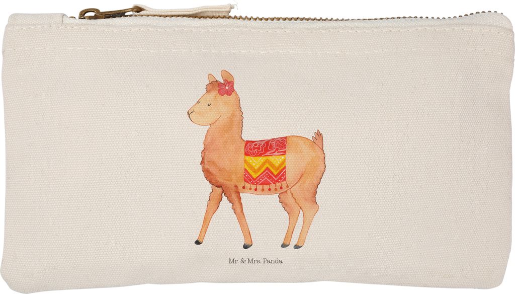 Mr. & Mrs. Panda Mäppchen Alpaka Stolz Größe S Klein - Weiß - Geschenk, kosmetiktäschchen, pencil case, Lama, Stoffbeutel, Pouch, Etui, Kultur...