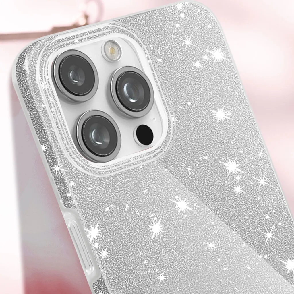 Cover iPhone 16 Pro Max Argento Glitter Avizar - Wow Effect Garantito - 3