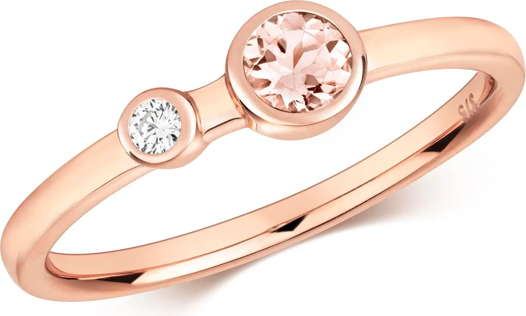 Bague Cadeau Anniversaire Femme Or Rose et Diamant Taille 54 Rose