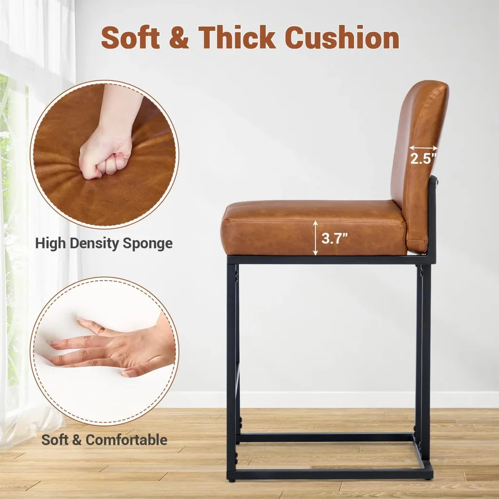 Tabouret de bar ergonomique marron avec dossier pour un maintien optimal