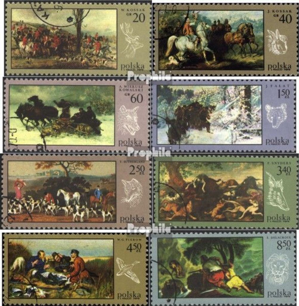 Briefmarken Polen 1968 Mi 1890-1897 (kompl.Ausg.) postfrisch Jagdwesen in der Malerei