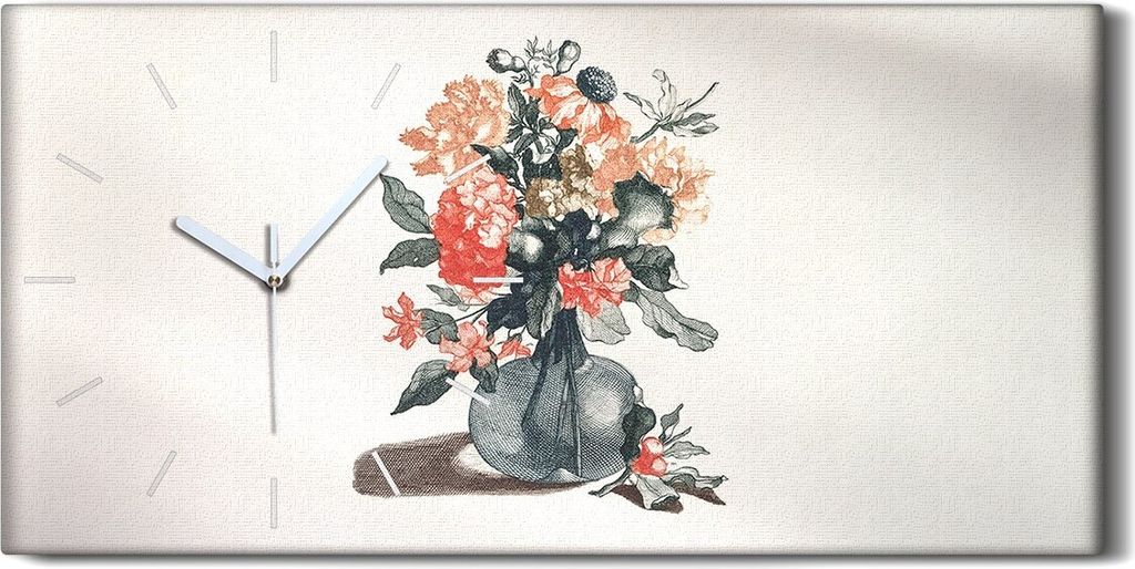 Dekor Leinwand Uhr Wandbilder 60x30 Zeichnung Florale Blumen Pflanzen Kunst - weiße Hände
