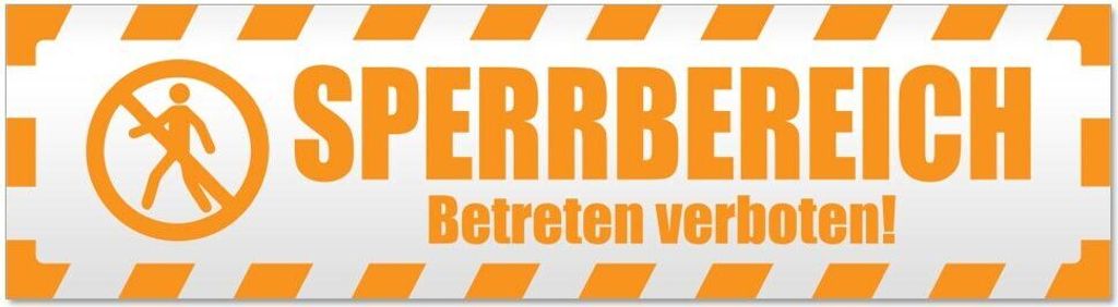 Kiwistar Sperrbereich betreten gestreift Magnetschild Schild magnetisch - 60cm Orange - Magnetfolie für Auto PKW Kfz