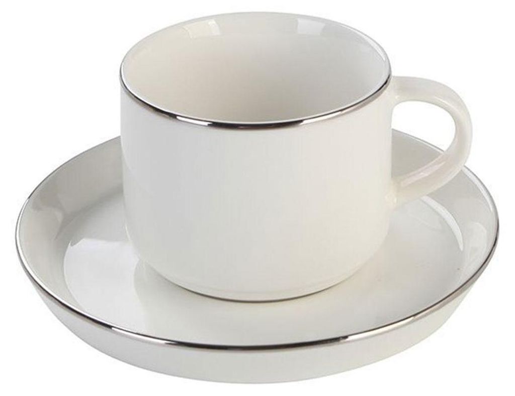 Bricard Lunel 12-teiliges Kaffeebecher Set, Weiß-Silber Produktbild 