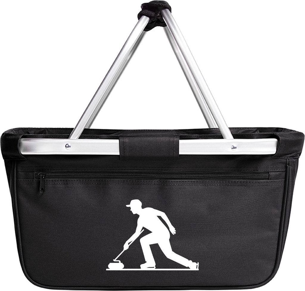 Huuraa Einkaufskorb Curling Silhouette 20 Liter Black faltbarer Tragekorb Geschenkidee