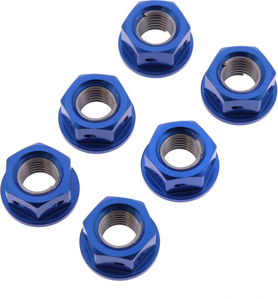 Satz von 6 JMP M10x1,25 mm Aluminium Rennblau Kronenmuttern