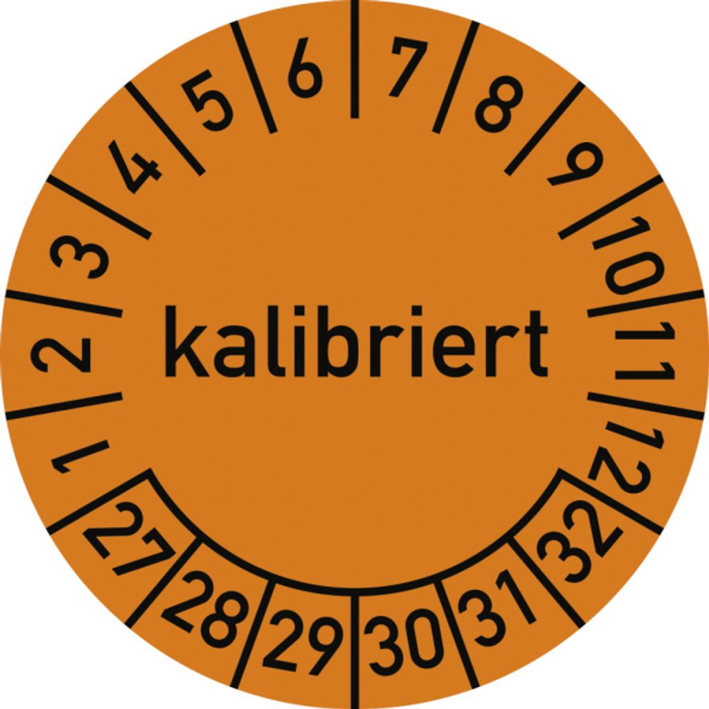 Dreifke Prüfplakette kalibriert 2027 - 2032, Folie, Ø 15 mm, 10 Stück/Bogen