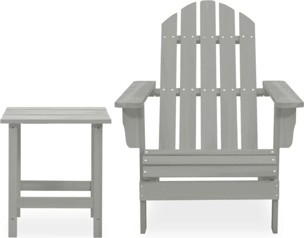 vidaXL Adirondack-Gartenstuhl mit Tisch Massivholz Tanne Grau