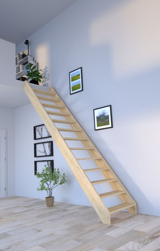 Holztreppe Korfu gerade-ohne Geländer-ohne Setzstufen