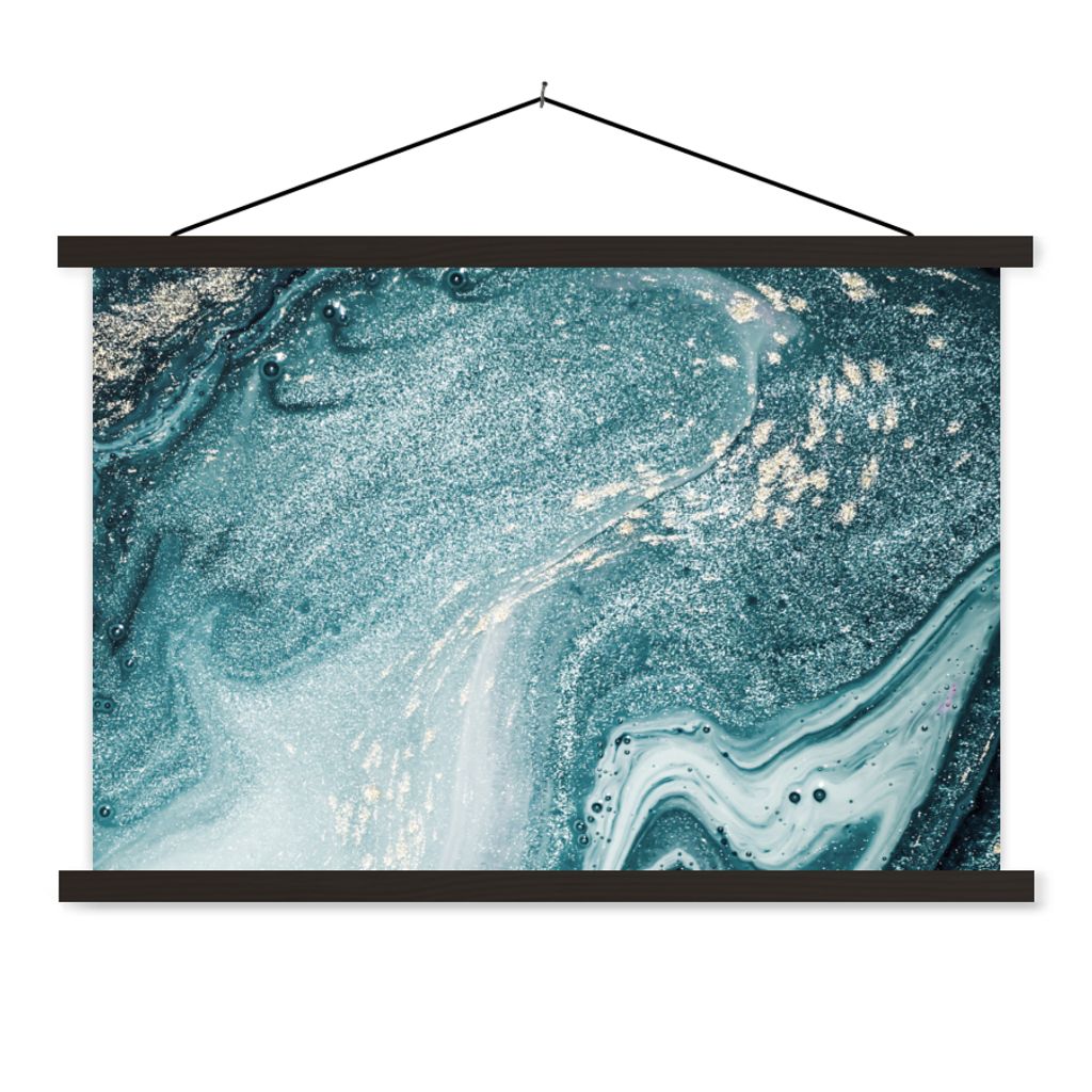 MuchoWow Textilposter Edelsteine - Blau - Natur - Marmor - Abstrakt 150x100 cm mit schwarzem Rahmen - Schlafzimmer